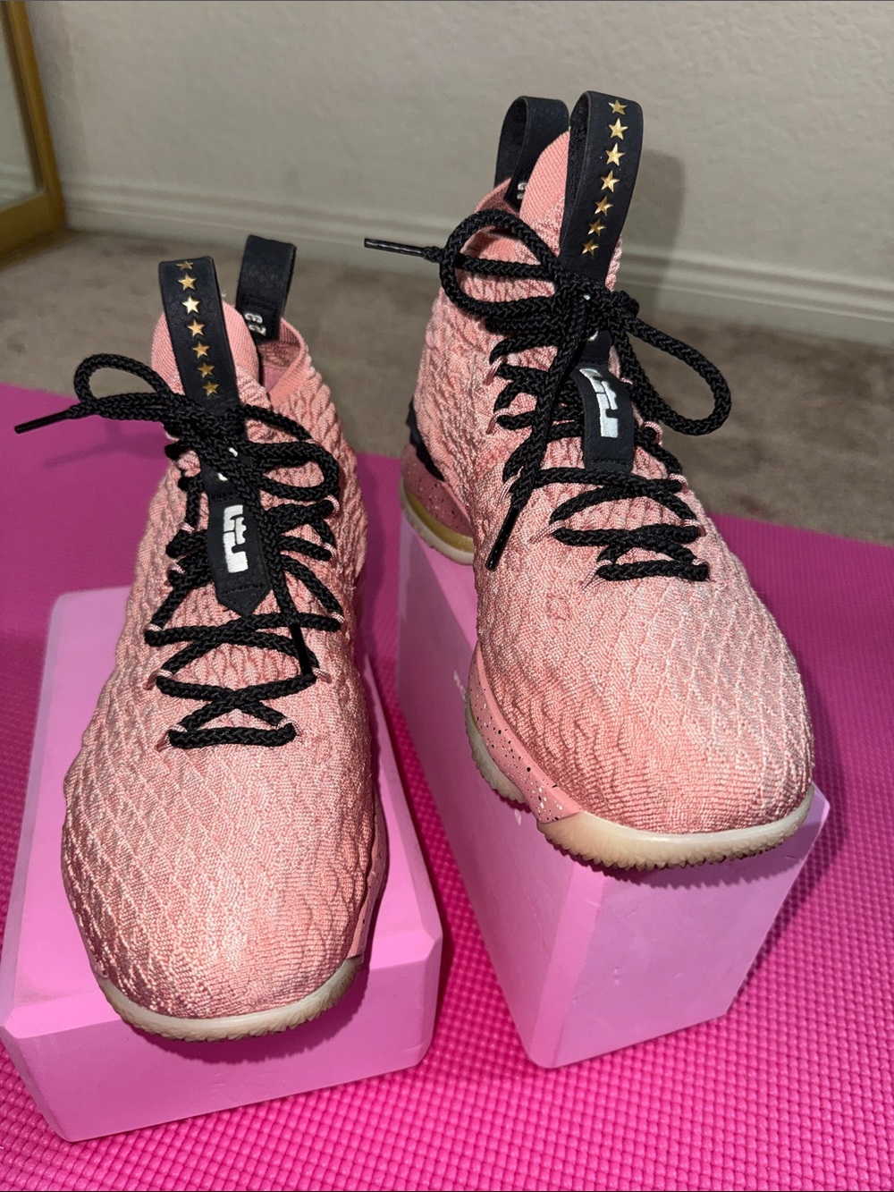Nike Women's Pink Knit Athletic Shoes with Black Accents